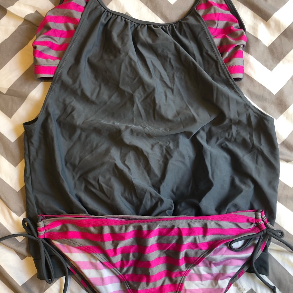 Grey and pink Tankini